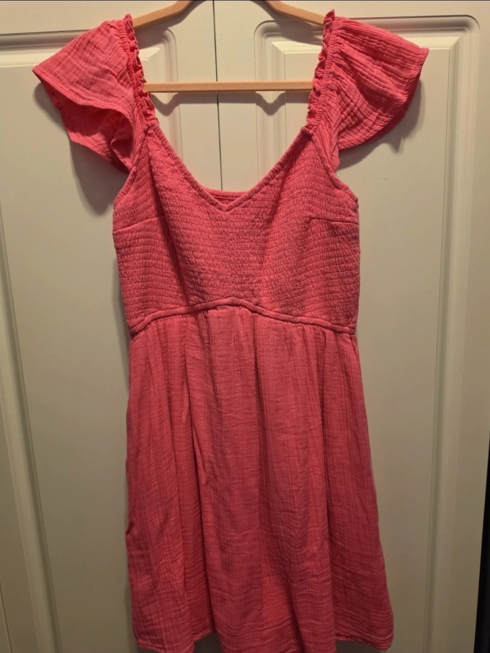 Hollister Coral Pink Flutter-Sleeve Sundress